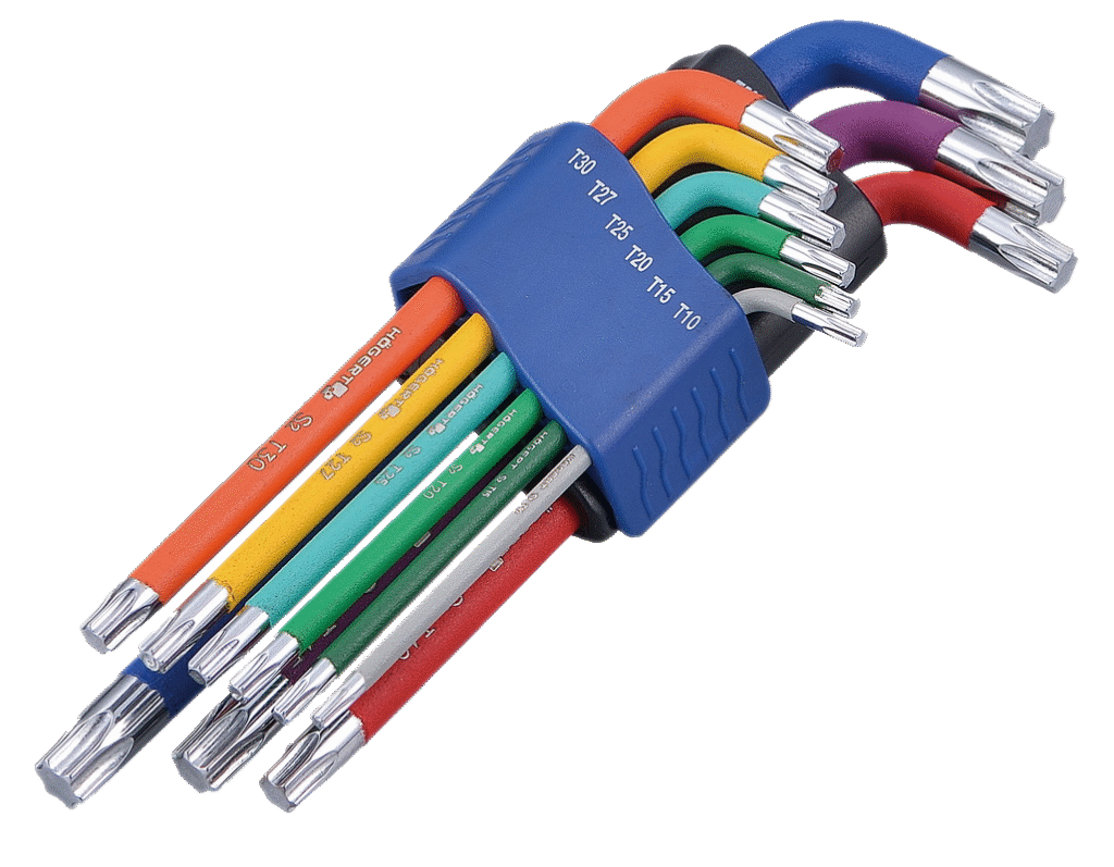 9PC MID-LENGTH TORX KEY SET COLOR-CODED