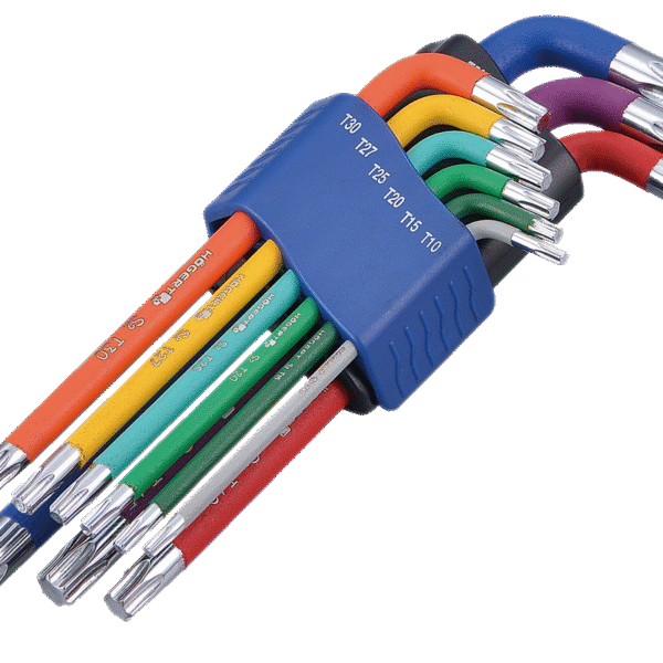 9PC MID-LENGTH TORX KEY SET COLOR-CODED