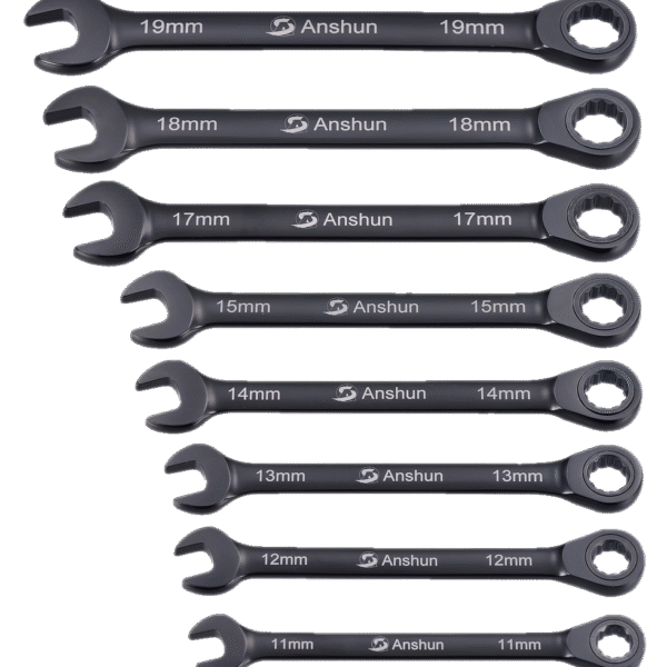 8PC OPEN-END AND 12PT RATCHET-BOX-END ED COATED WRENCH SET METRIC