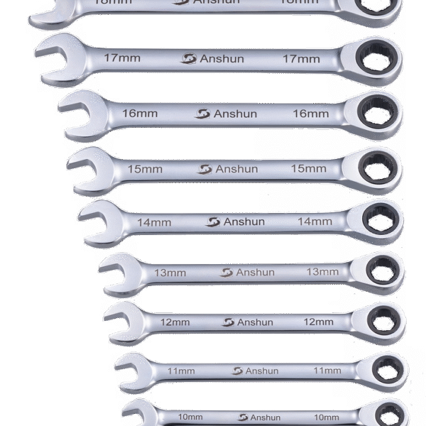 12PC OPEN-END AND 120T ANTI-SLIP RATCHET-BOX-END CHROMED WRENCH SET - METRIC