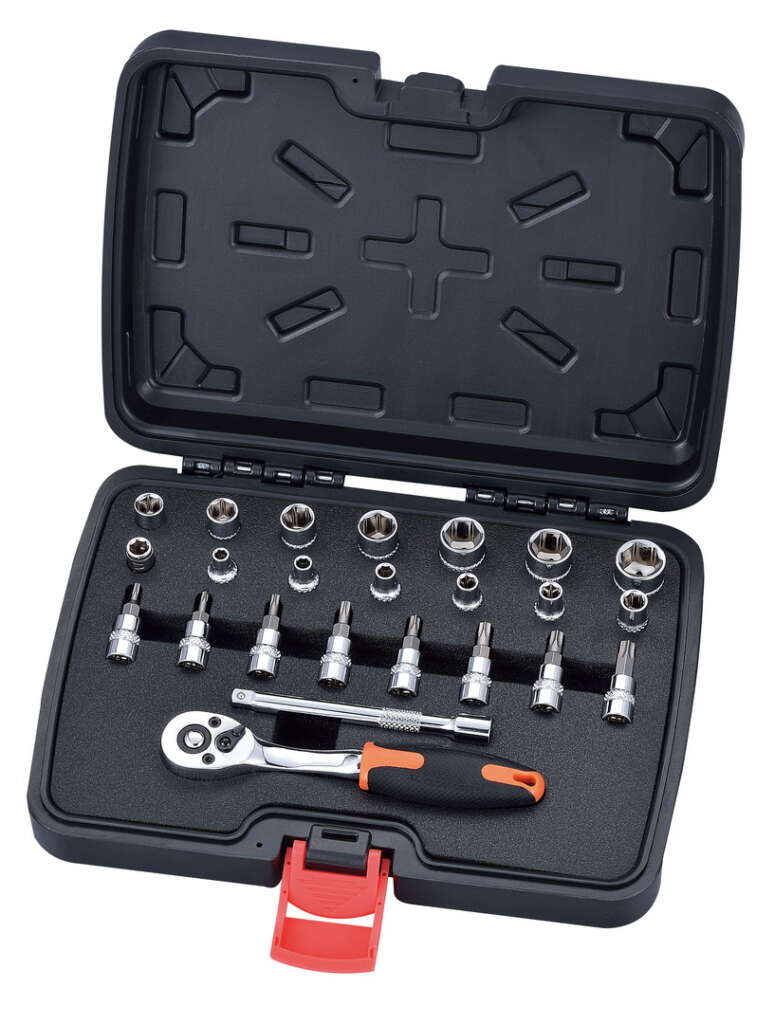 24PC 1/4″ DRIVE RATCHET SOCKET & BIT SET – METRIC