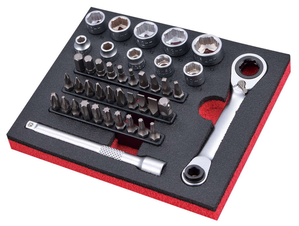 42PC 1/4″ DRIVE GO-THROUGH ANTI-SLIP SOCKET SET – LOW PROFILE