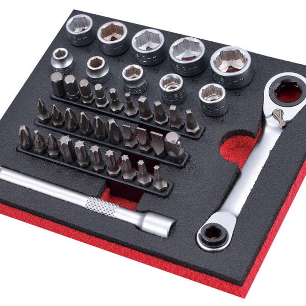 42PC 1/4" DRIVE GO-THROUGH ANTI-SLIP SOCKET SET - LOW PROFILE