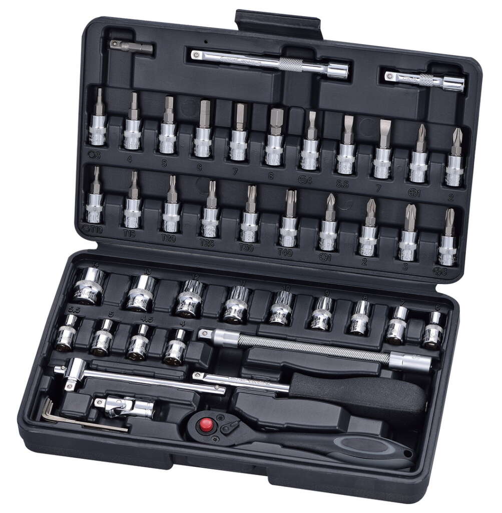 46PC 1/4″ DRIVE RATCHET SOCKET & BIT SET – METRIC