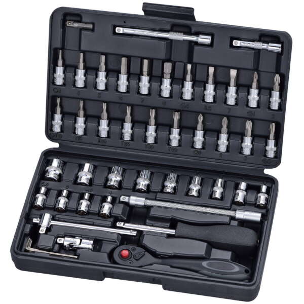 46PC 1/4" DRIVE RATCHET SOCKET & BIT SET - METRIC