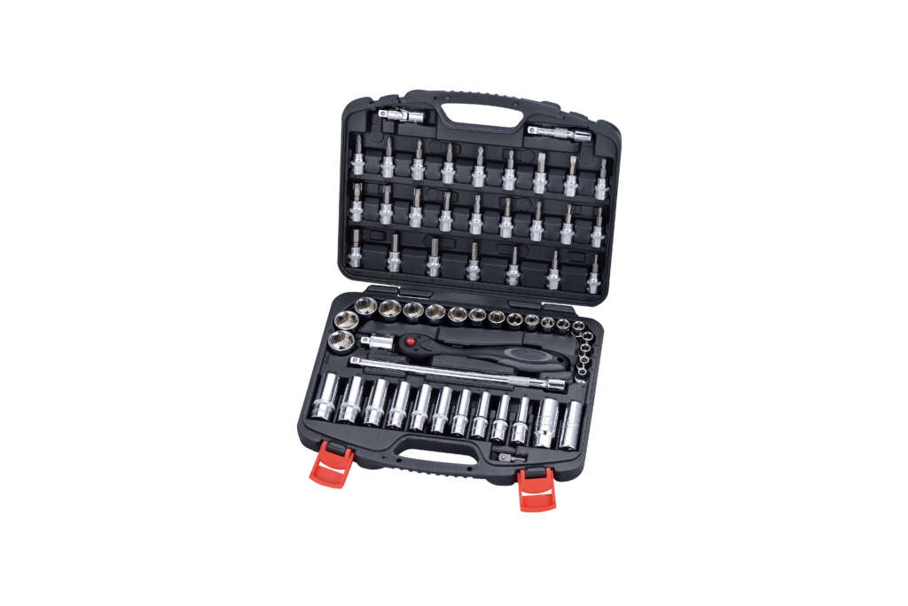 61PC 3/8″ DRIVE RATCHET SOCKET & BIT SET – METRIC