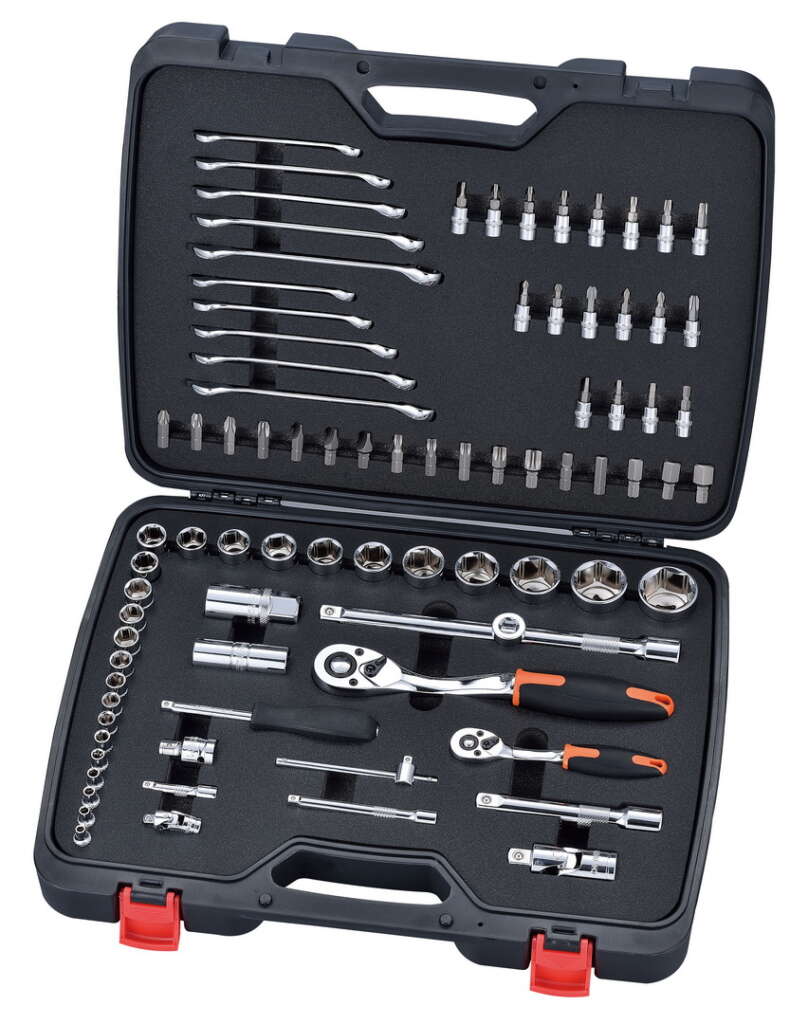 84PC 1/4″ & 1/2″ DRIVE RATCHET WRENCH SOCKET & BIT SET