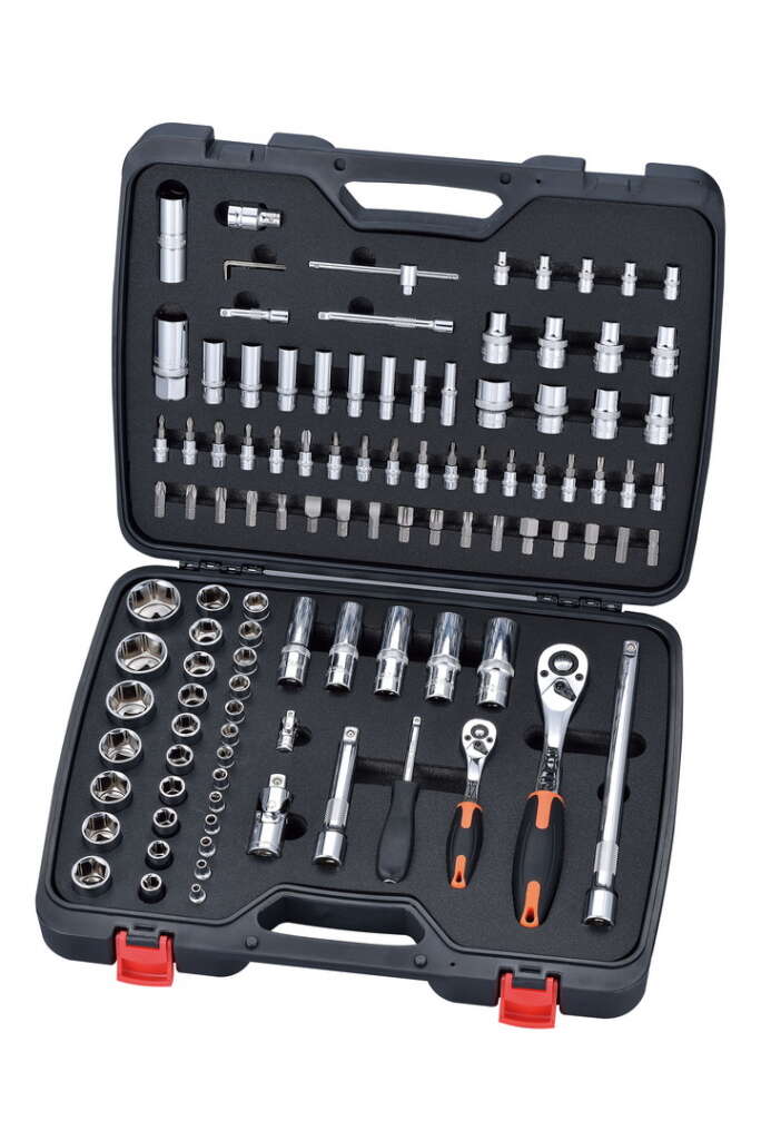 107PC 1/4″ & 1/2″ DRIVE SOCKET BIT SET – METRIC