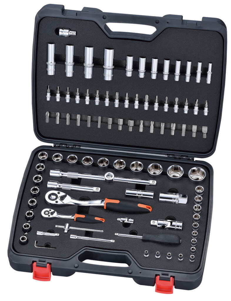 92PC 1/4″ & 1/2″ DRIVE RATCHET SOCKET & BIT SET – METRIC