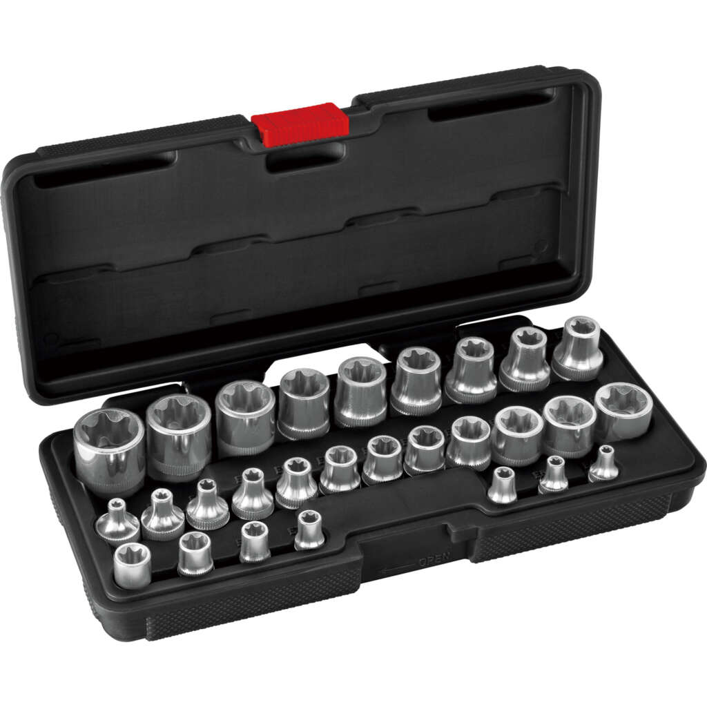 28PC 1/4″, 3/8″ & 1/2″ DRIVE TORX SOCKET SET